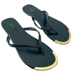 Forever 21 Women’s Black Gold Accent Thong Skinny Flip Flip Sandals Size 8